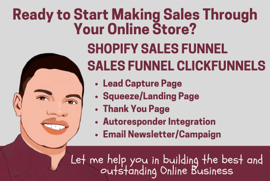 I will sales funnel, shopify sales funnel, sales funnel clickfunnels, shopify sales, FiverrBox