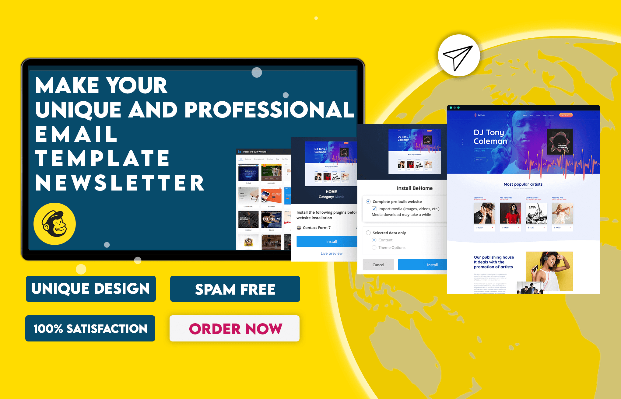 I will do professional editable HTML mailchimp email template design and newsletter, FiverrBox