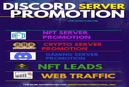 I will nft promotion, discord promotion, nft discord server, nft crypto, opensea, FiverrBox