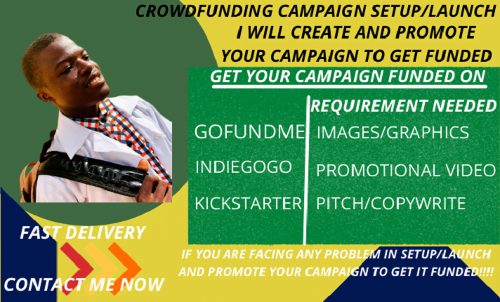 I willsetup, launch kickstarter indiegogo gofundme fundraising crowdfunding campaign, FiverrBox