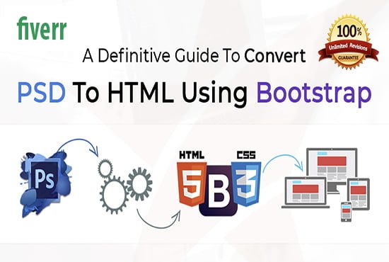 I will do convert PSD to HTML bootstrap 4 responsive websites, FiverrBox