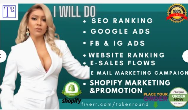 I will do seo ranking, google ads, shopify marketing, convert traffic to shopify sales, FiverrBox
