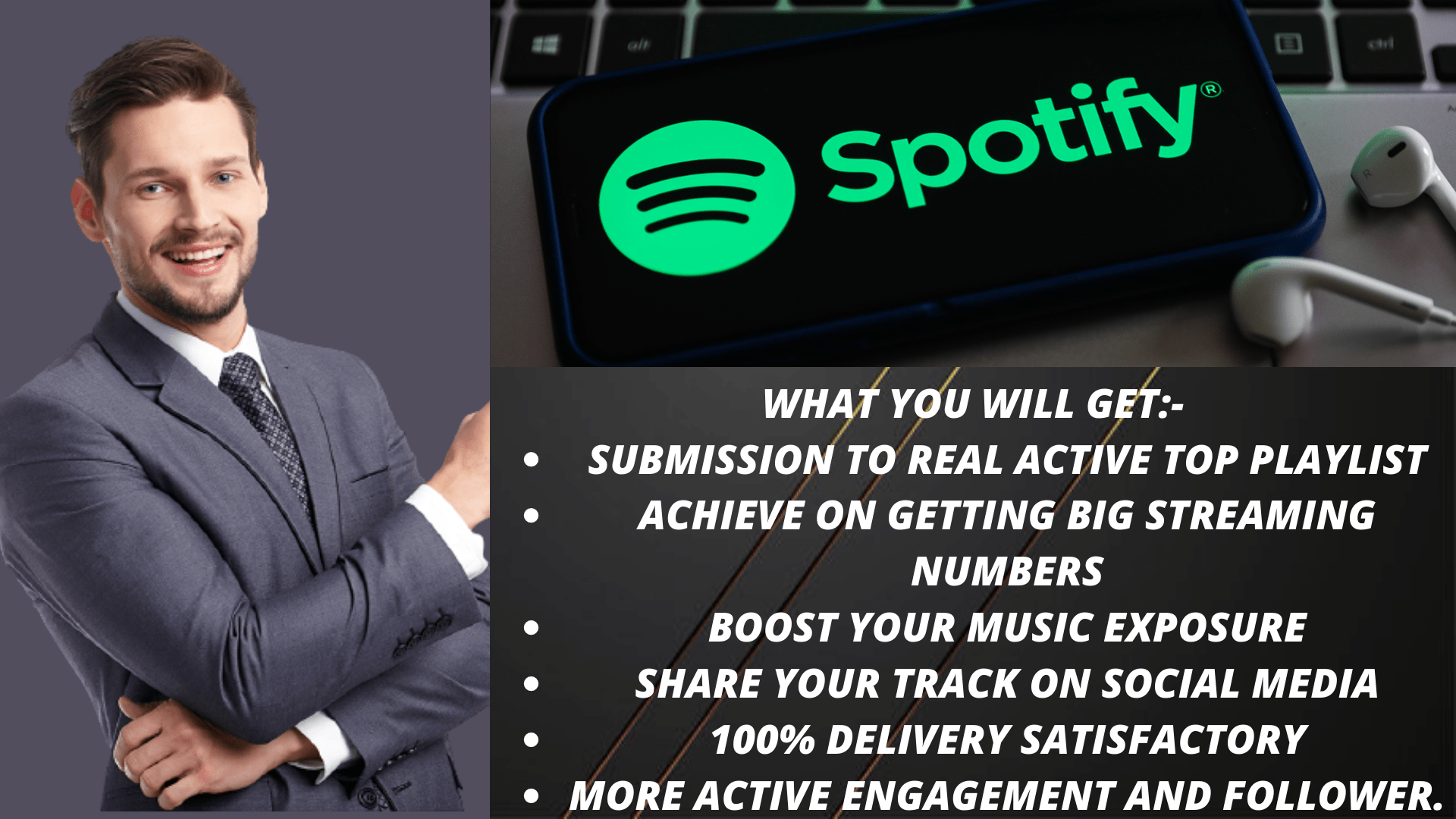 I will do viral spotify music, latin promotion to 750k curators on radio college, FiverrBox