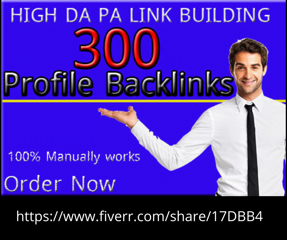 I will create 300 high authority profile backlinks for link building SEO service, FiverrBox