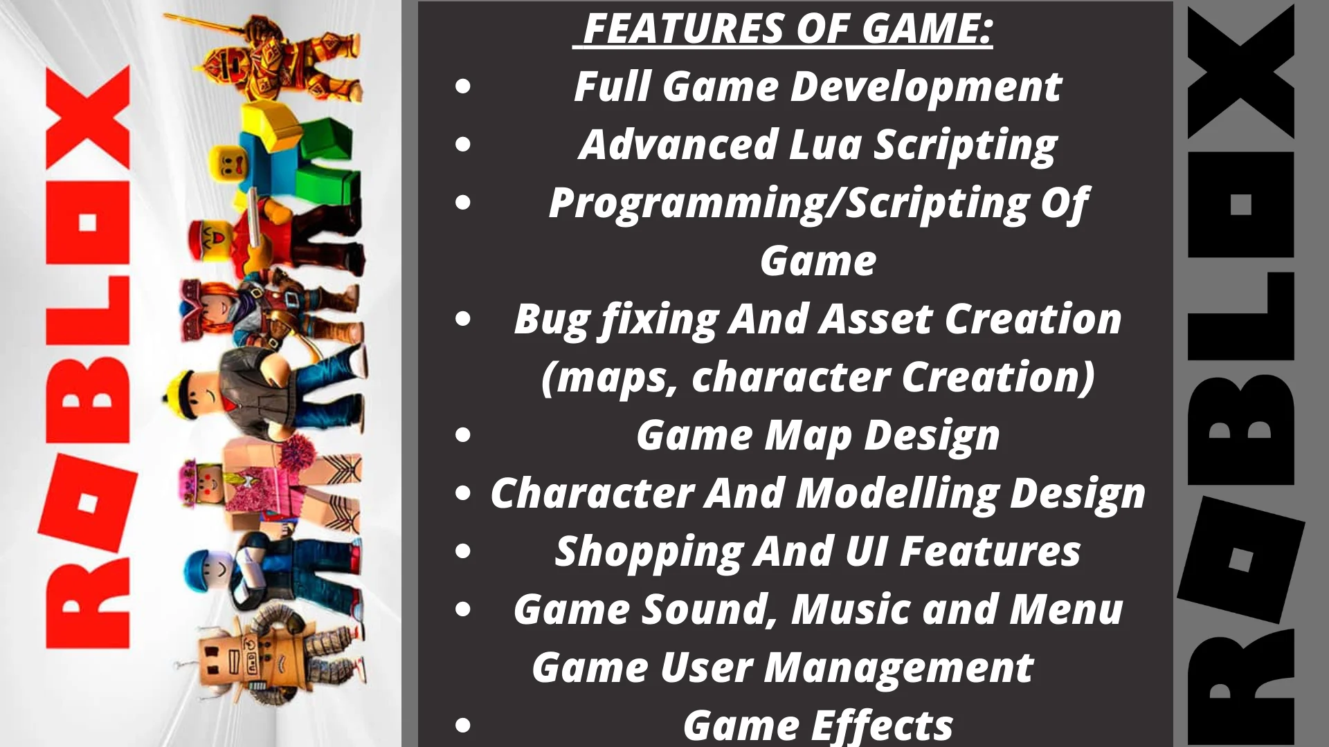I will develop full roblox game for you with script, ,map and be your  builder - FiverrBox
