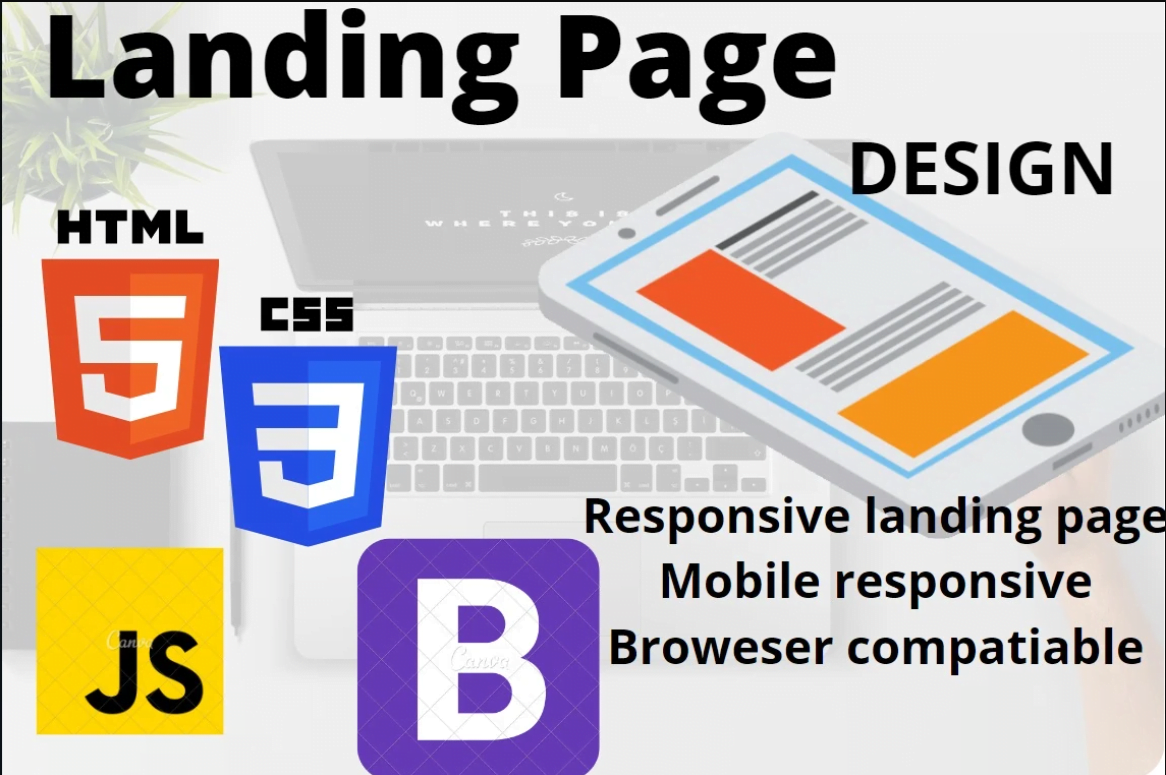 I will build responsive landing page, website with HTML, CSS, bootstrap, FiverrBox