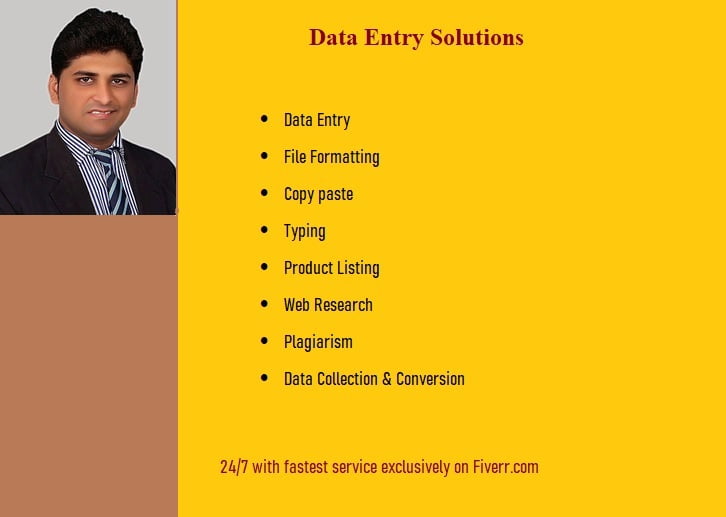 I will do fastest data entry in one day, data mining and internet research, FiverrBox