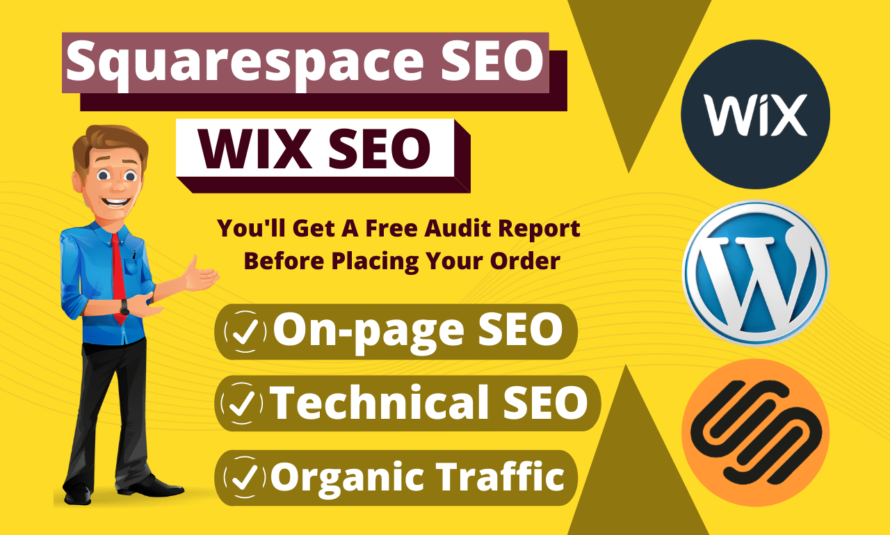 I will do wix squarespace and wordpress on page SEO to rank on google, FiverrBox