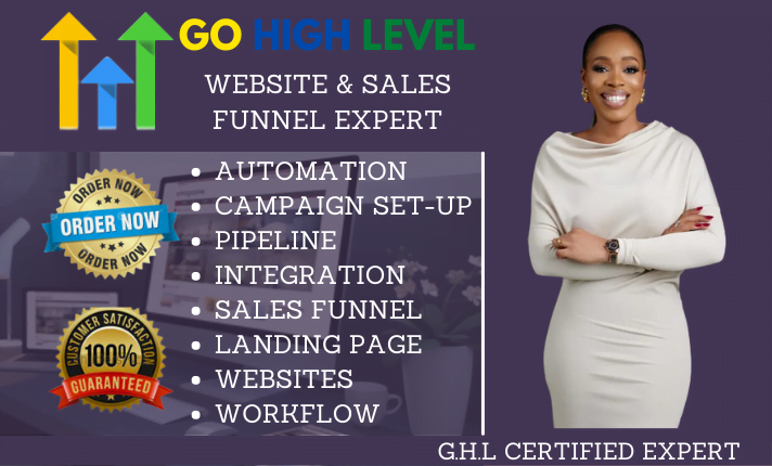 I will gohighlevel landing page, go high level salesfunnel on gohighlevel website, FiverrBox