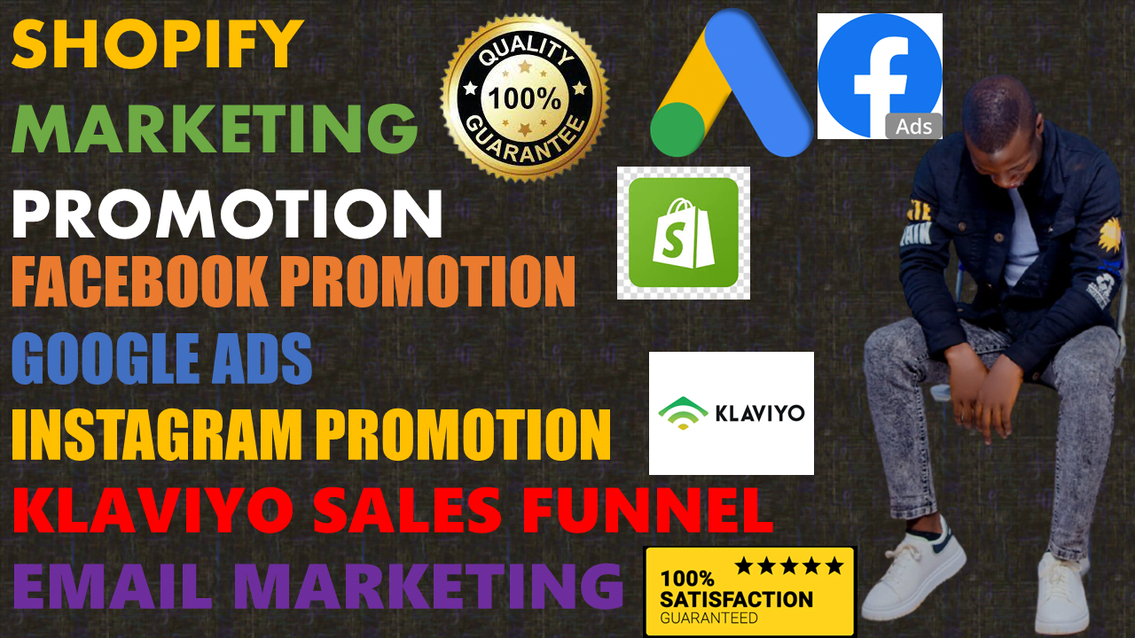 I will do shopify marketing promotion web traffic kaviyo sales funnel email marketing, FiverrBox