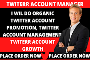 I will do twitter manager organic growth promotion management and marketing, FiverrBox