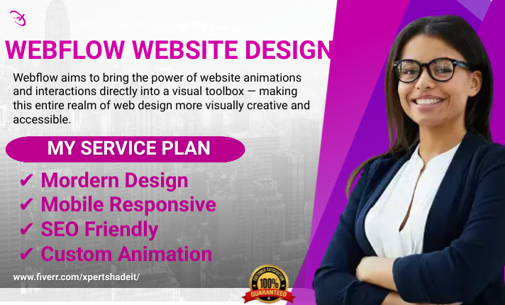 I will design a responsive webflow website, redesign or migrate webflow website, FiverrBox