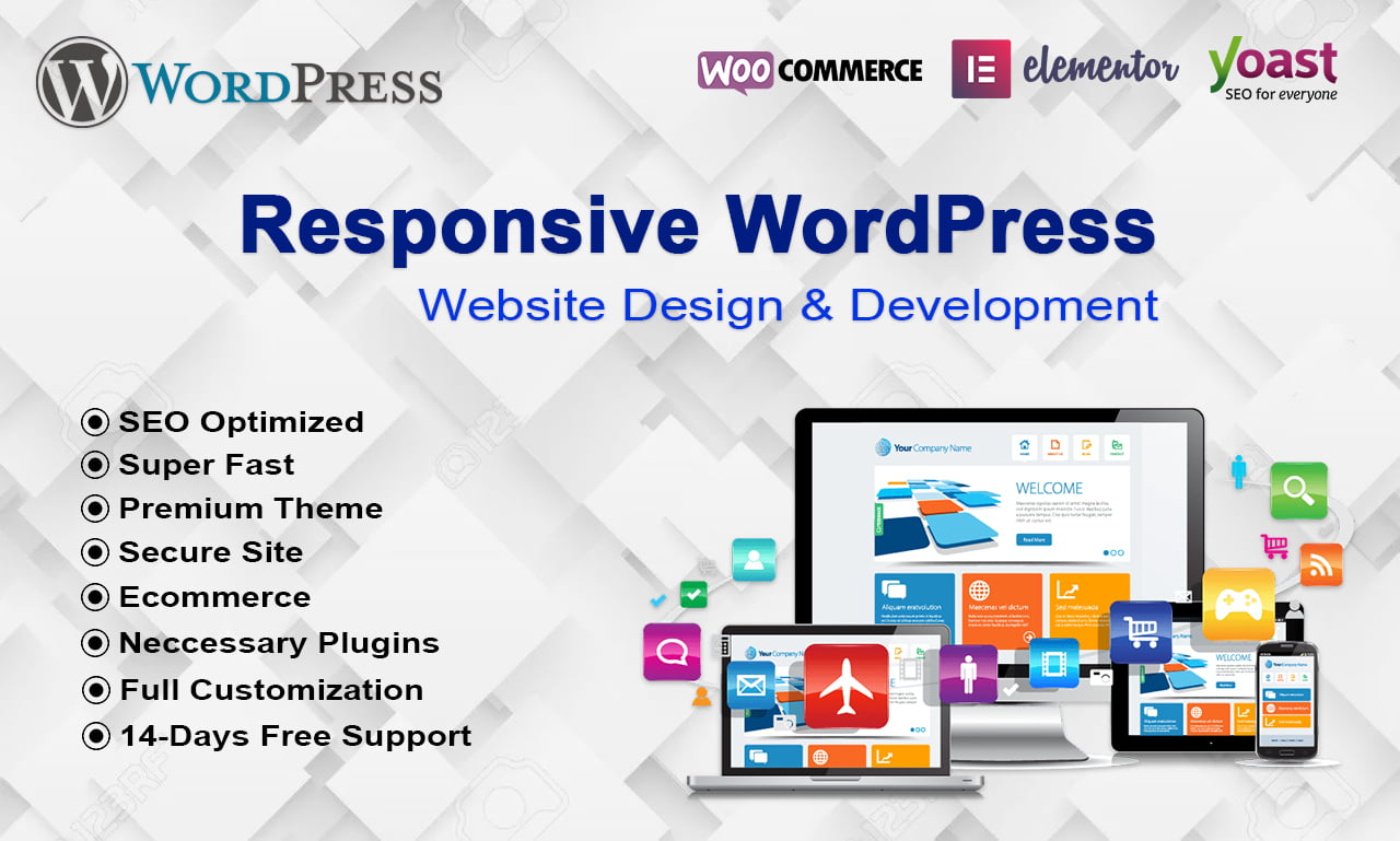 I will design and develop a modern responsive wordpress website, FiverrBox