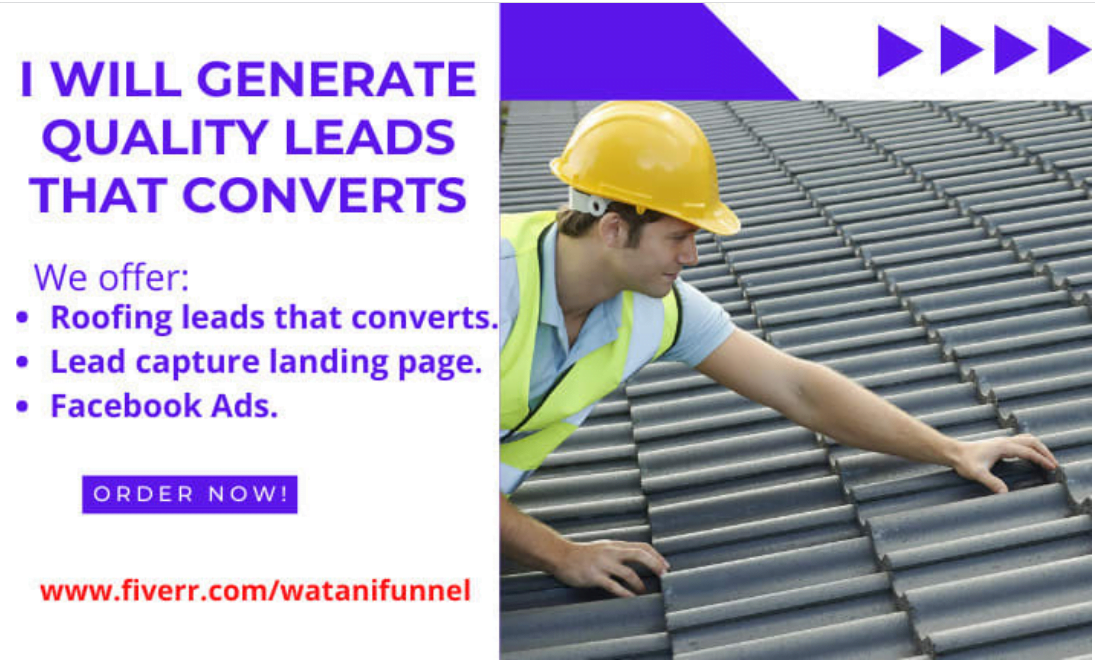 I will generate roofing leads using Facebook ads google ads landing page, FiverrBox
