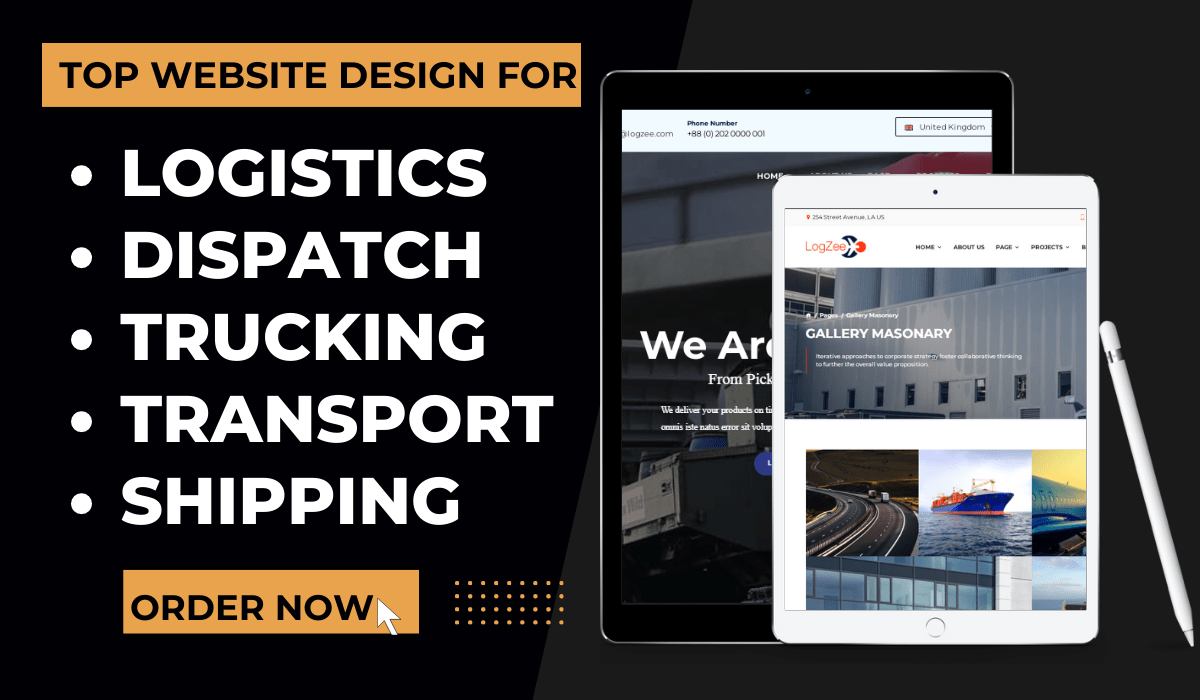 I will design logistics website, trucking website and landing page with tracking system, FiverrBox