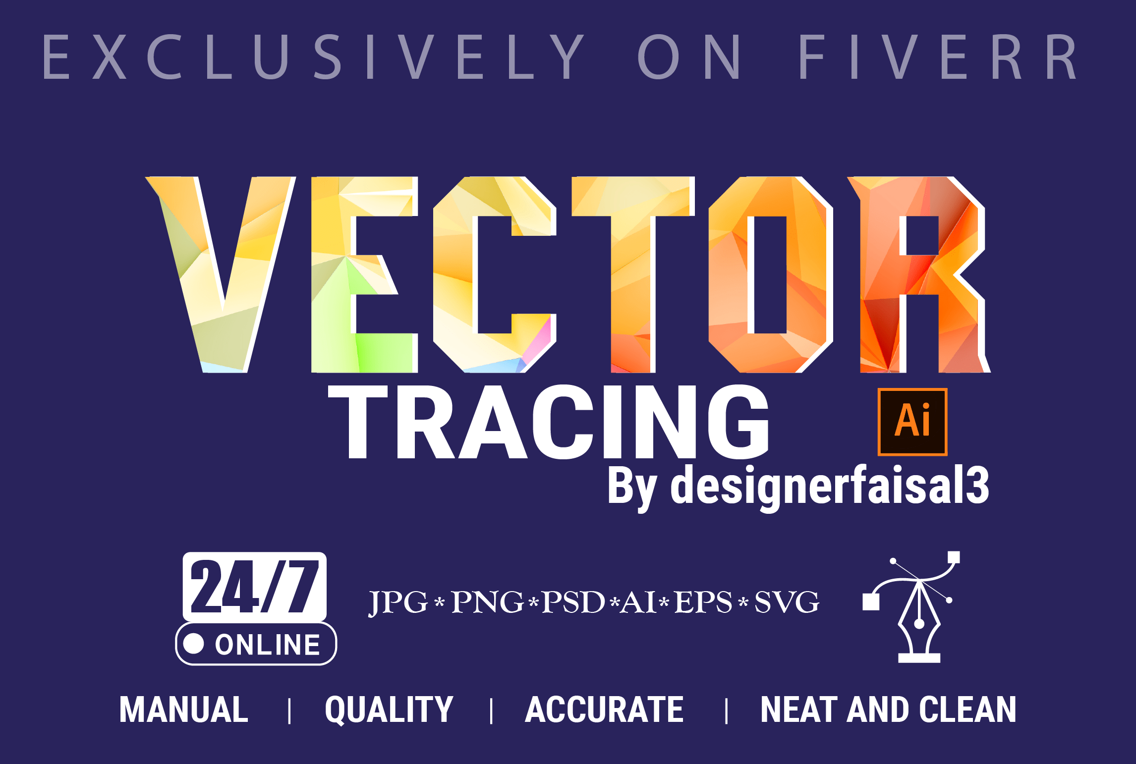 I will vectorize logo, vector tracing, convert to vector, clean up within 1 hour, FiverrBox