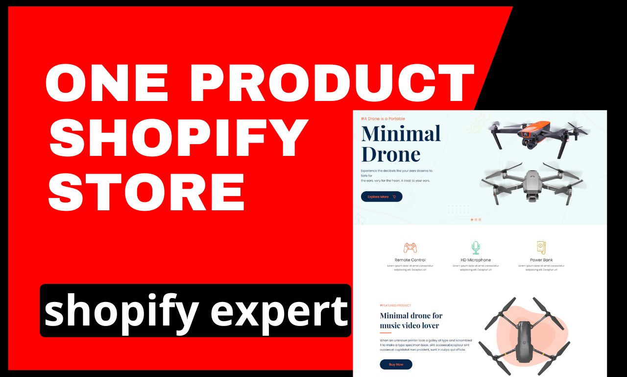 I will create one product shopify dropshipping store, pagefly, gempages, shogun, zipify, FiverrBox