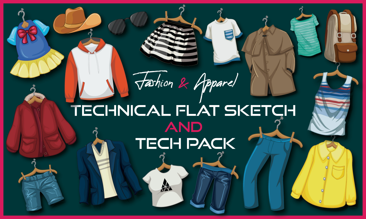 I will create fashion technical flat sketch and tech pack - FiverrBox