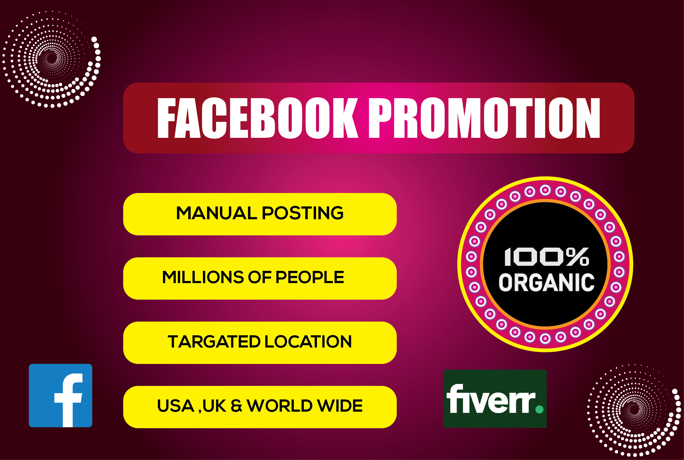 I will do organic Facebook promotion to grow your business in USA, FiverrBox