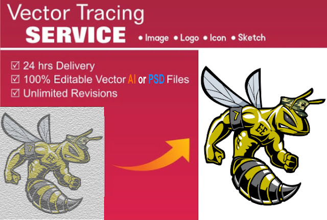 I will raster to vector tracing logo vector illustration redrawing sketch or photo, FiverrBox