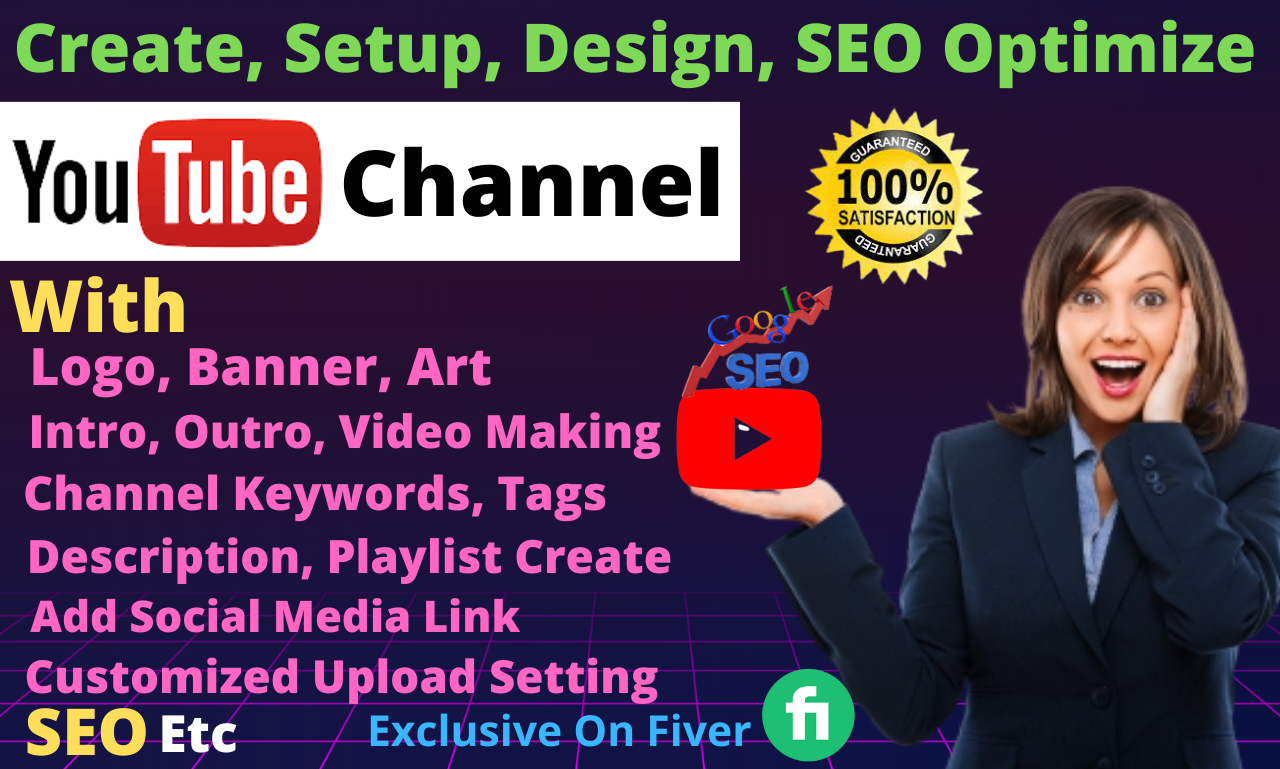 I will do create and manage youtube channel, SEO to improve rank, FiverrBox