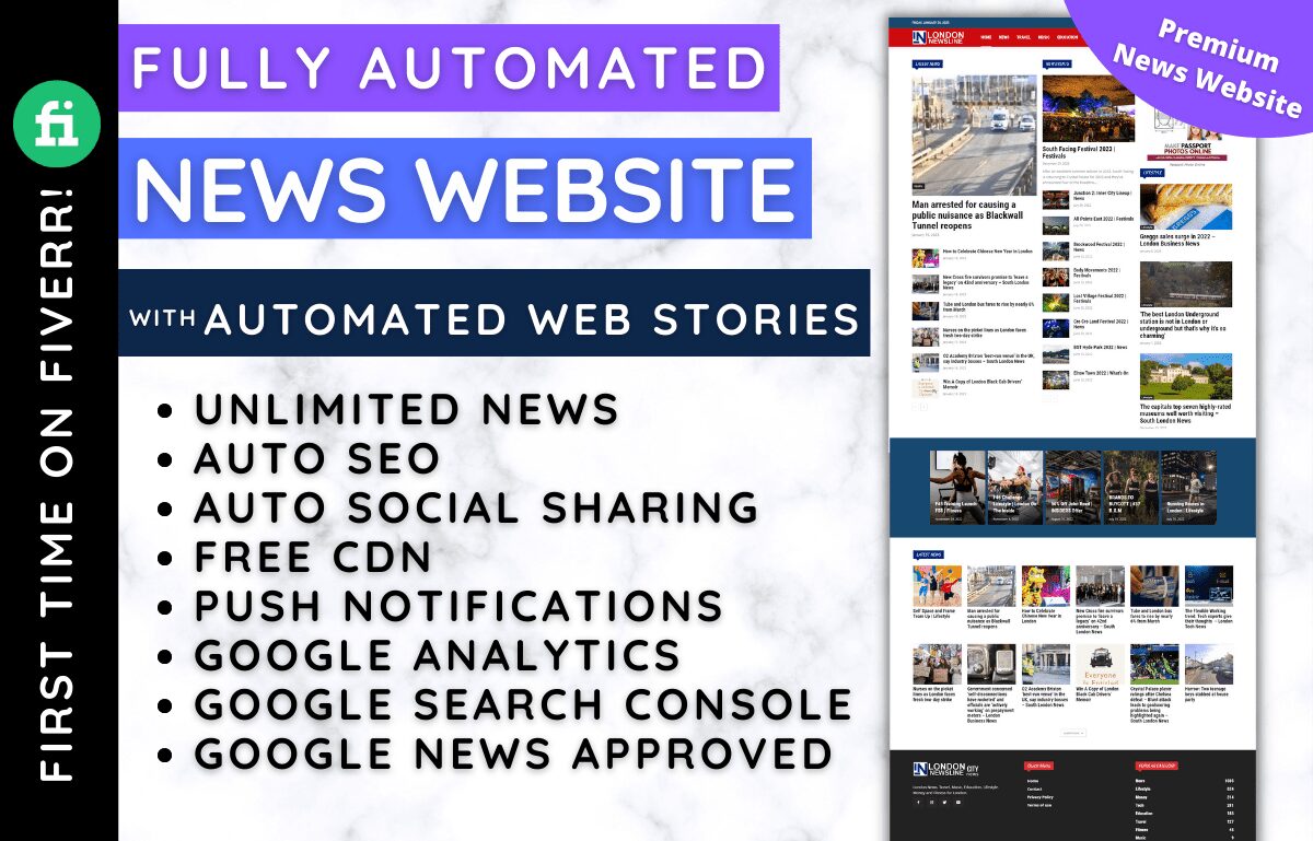 I will create an automated news website and wordpress autoblog, FiverrBox