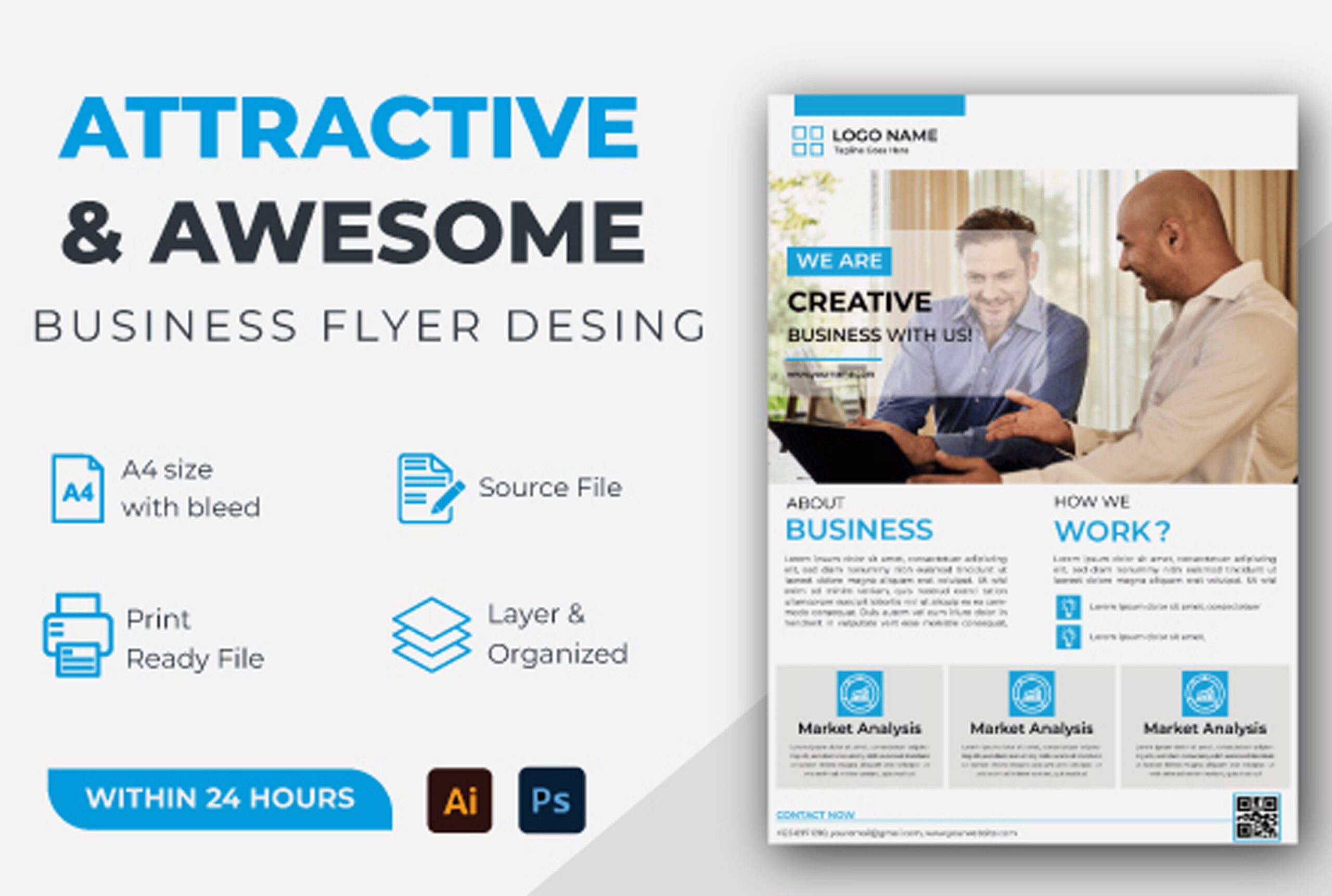 I will design attractive and awesome urgent business flyer within 24 hours, FiverrBox