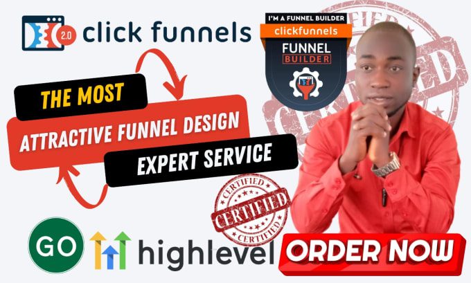 I will build expert clickfunnels sales funnel,design gohighlevel landing page,click 2 0, FiverrBox