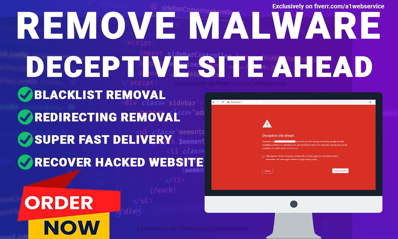 I will remove malware and deceptive site ahead red warning, FiverrBox