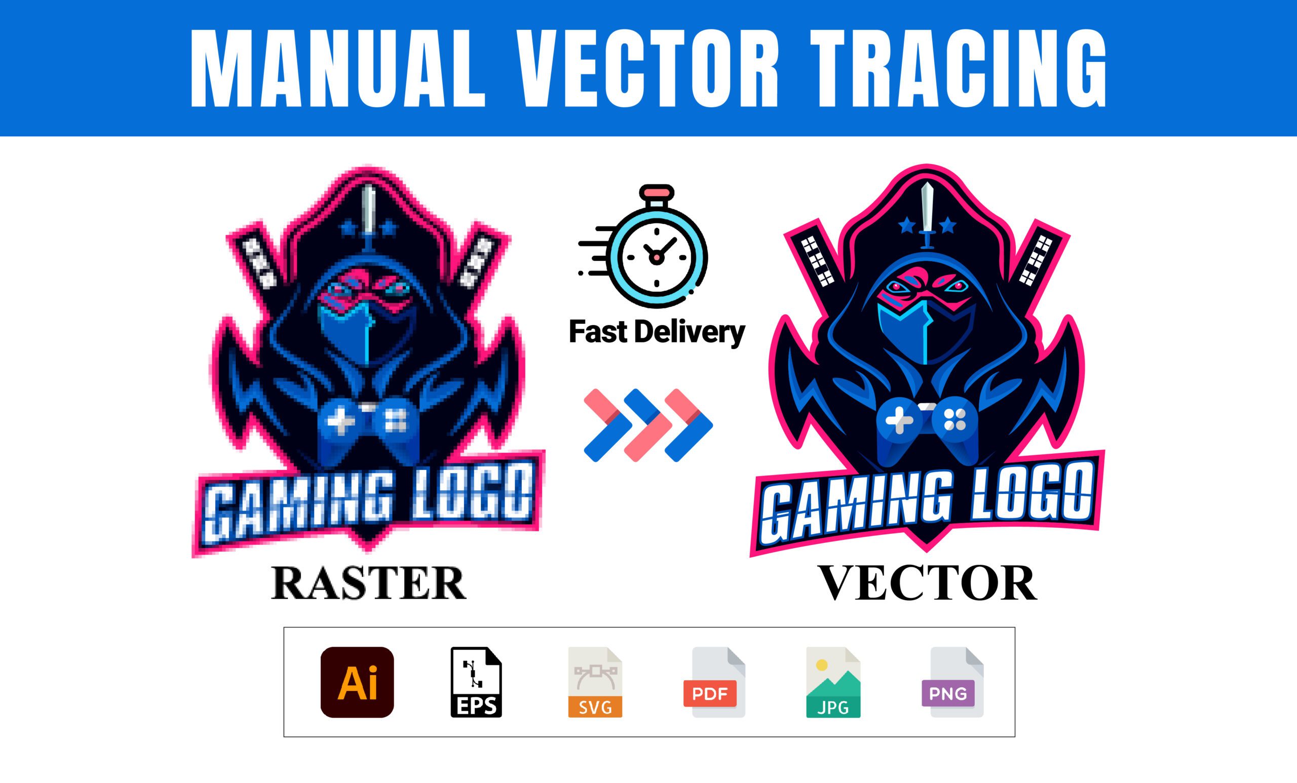 I will redraw, recreate, or modify your logo, sketch, or image to vector tracing, FiverrBox