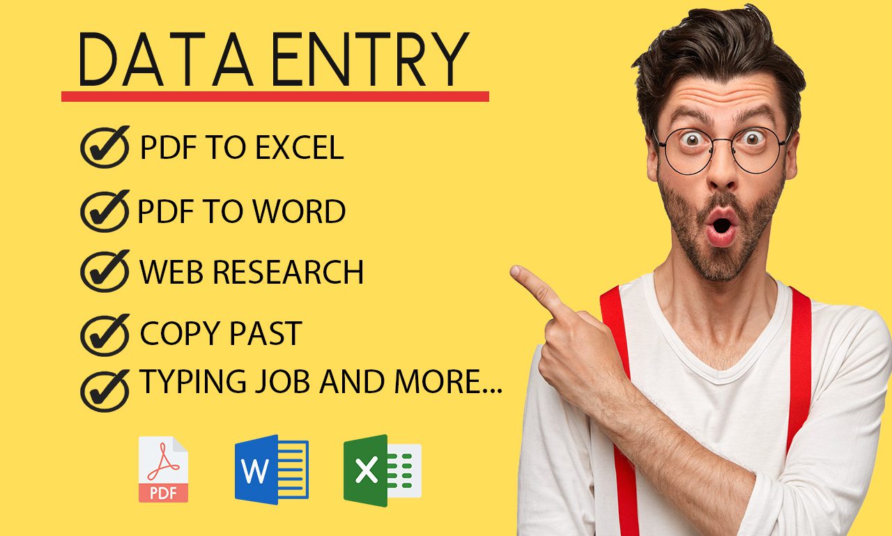 I will perform data entry copy paste data collection web research and typing, FiverrBox