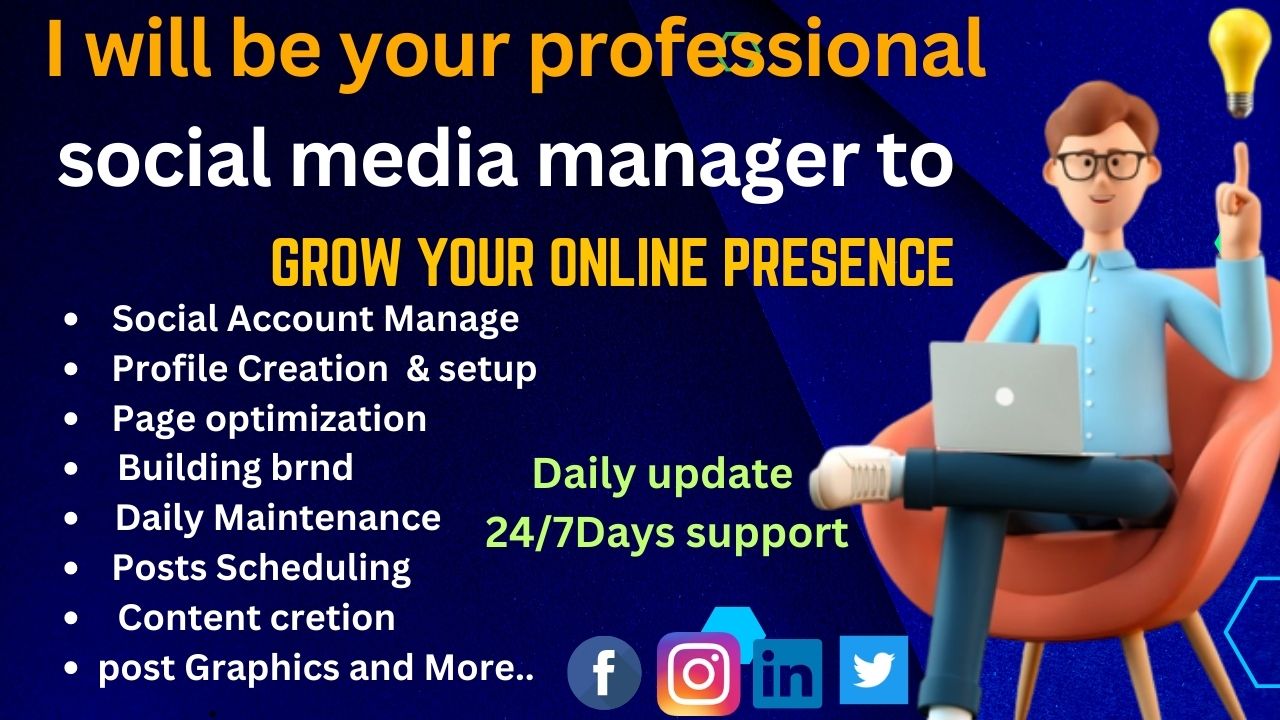I will be your professional social media manager and do social media marketing, FiverrBox