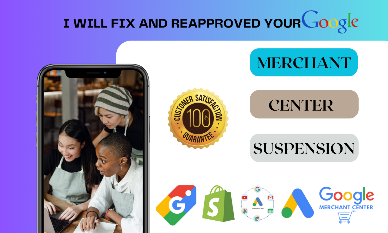I will setup and fix google merchant center suspension, gmc, and shopping ads, FiverrBox