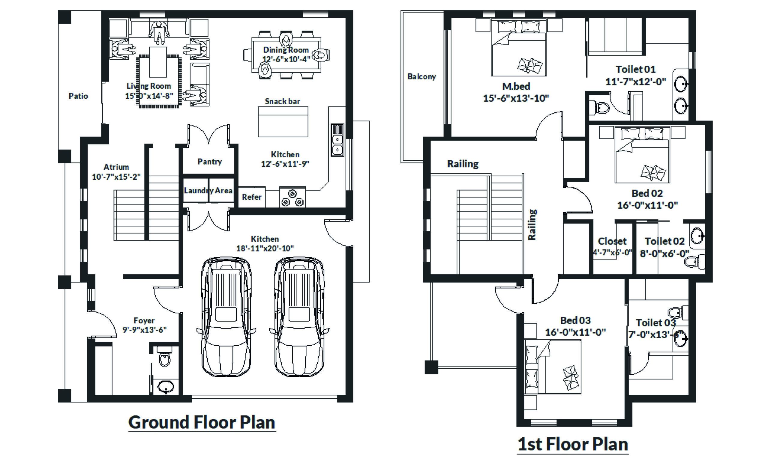 I will draw architectural 2d floor plan, elevation and section, FiverrBox